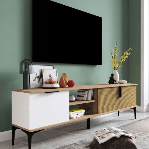 Έπιπλο τηλεόρασης Art Maison Ερκολάνο - Oak White (180x40x51εκ)