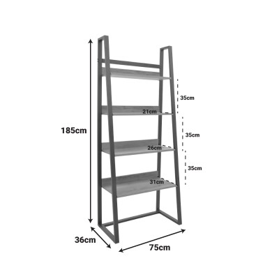 Βιβλιοθήκη Art Maison Manami σε oak-μαύρη απόχρωση 75x36x185εκ Βιβλιοθήκη Art Maison Manami σε oak-μαύρη απόχρωση 75x36x185εκ