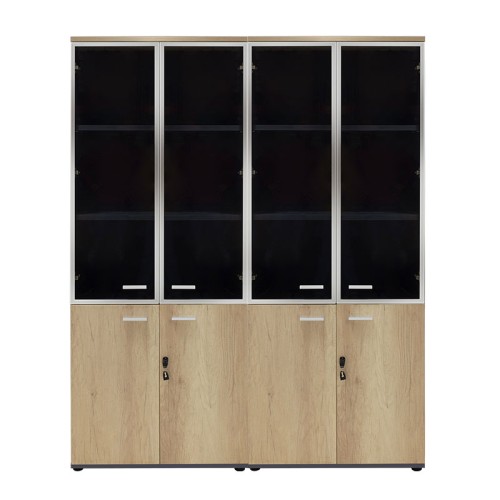 Nτουλάπα γραφείου τετράφυλλη με 2 γυάλινες πόρτες Art Maison Carpi - Natural Charcoal (160x40,5x200εκ)