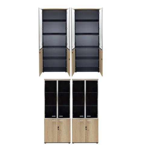 Nτουλάπα γραφείου τετράφυλλη με 2 γυάλινες πόρτες Art Maison Carpi - Natural Charcoal (160x40,5x200εκ)