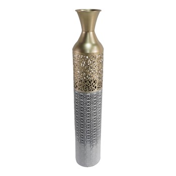 Διακοσμητικό βάζο Art Maison Tuberose μέταλλο σε χρυσή, γκρι και λευκή απόχρωση Φ14x81.3εκ