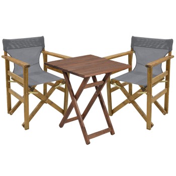Σετ Κήπου 3 Τεμαχίων Art Maison Μπρέσια - Walnut Gray White (60x60x71εκ.)