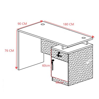 Γραφείο εργασίας επαγγελματικό Art Maison Kartana σε καρυδί-ανθρακί απόχρωση 180x90x76εκ
