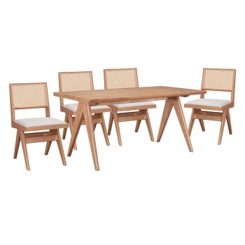 Σετ Τραπεζαρίας 5 Τεμαχίων Art Maison Pisa - Light Walnut (160x85x75εκ.)