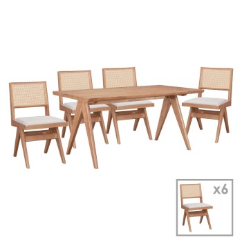 Σετ Τραπεζαρίας Μπαρ 7 Τεμαχίων Art Maison Pisa - Light Walnut (160x85x75cm)