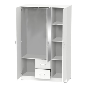 Ντουλάπα ρούχων τρίφυλλη με καθρέπτη Art Maison Lewes - White (120x52x190εκ.)