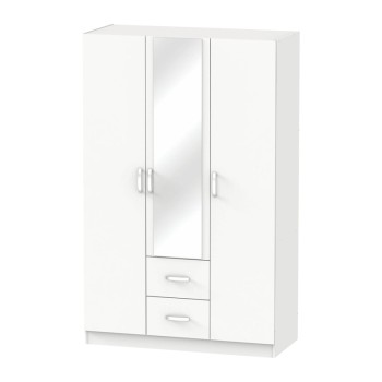 Ντουλάπα ρούχων τρίφυλλη με καθρέπτη Art Maison Lewes - White (120x52x190εκ.)