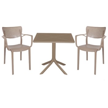 Τραπεζαρία κήπου Art Maison Timon σετ 5τεμ PP cappuccino 80x80x74,5εκ.
