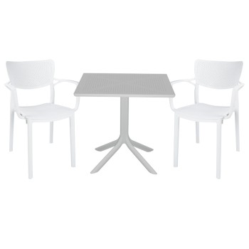 Σετ Τραπεζαρία Κήπου 3τμχ Art Maison Andreis - White (80x80x74,5εκ)