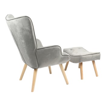 Πολυθρόνα με υποπόδιο Art Maison Piedmont - Gray Natural (75x69x96εκ.)