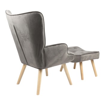 Πολυθρόνα με υποπόδιο Art Maison Piedmont - Charcoal Natural (75x69x96εκ.)