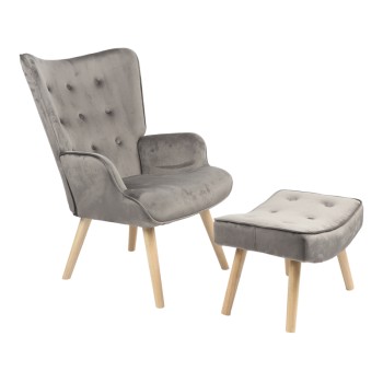 Πολυθρόνα με υποπόδιο Art Maison Piedmont - Charcoal Natural (75x69x96εκ.)