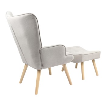 Πολυθρόνα με υποπόδιο Art Maison Piedmont - Light Gray Natural (75x69x96εκ.)