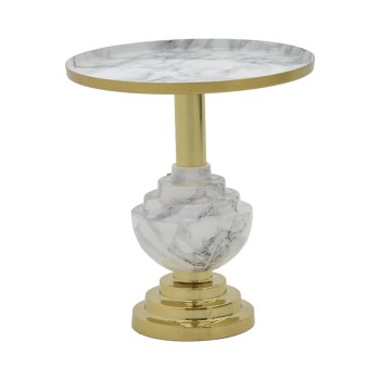 Βοηθητικό τραπέζι Art Maison Mokelumne - Grey Marble Gold (Φ41x44εκ.)