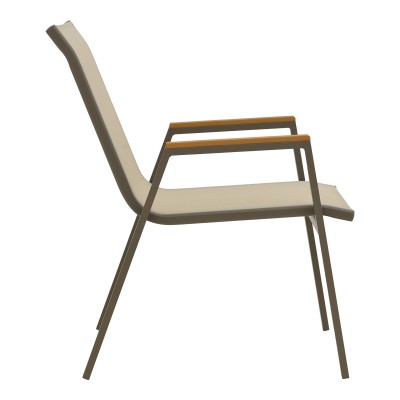 Πολυθρόνα Art Maison Ares στοιβαζόμενη σαμπανιζέ αλουμίνιο και textilene σε ανοιχτή γκρι απόχρωση 56x75x88εκ