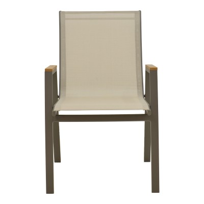 Πολυθρόνα Art Maison Ares στοιβαζόμενη σαμπανιζέ αλουμίνιο και textilene σε ανοιχτή γκρι απόχρωση 56x75x88εκ