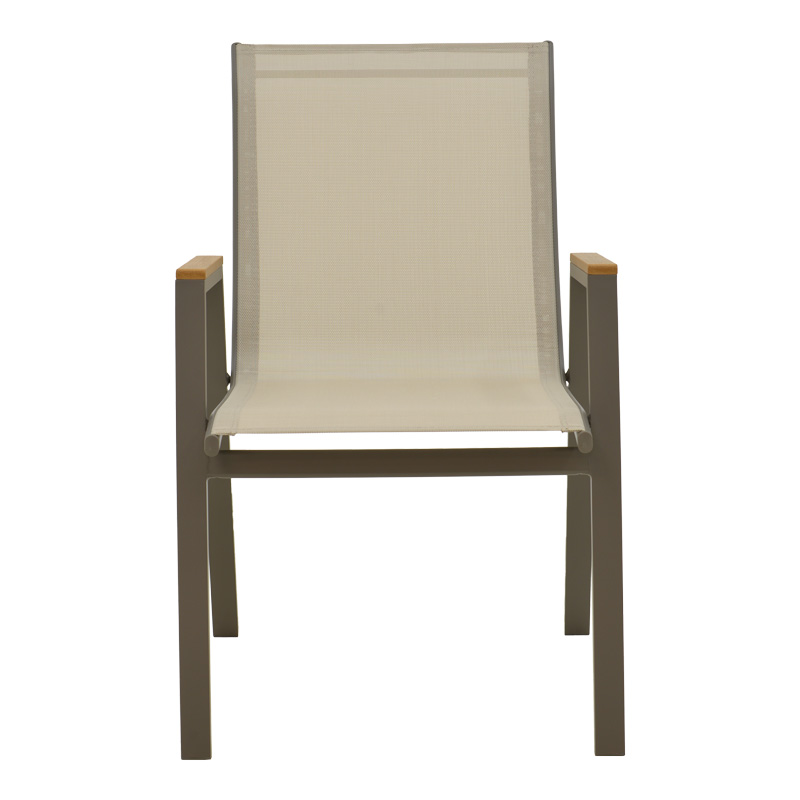 Πολυθρόνα Art Maison Ares στοιβαζόμενη σαμπανιζέ αλουμίνιο και textilene σε ανοιχτή γκρι απόχρωση 56x75x88εκ