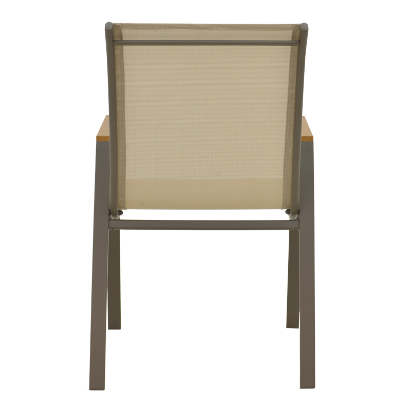 Πολυθρόνα Art Maison Ares στοιβαζόμενη σαμπανιζέ αλουμίνιο και textilene σε ανοιχτή γκρι απόχρωση 56x75x88εκ