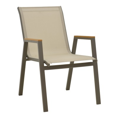 Πολυθρόνα Art Maison Ares στοιβαζόμενη σαμπανιζέ αλουμίνιο και textilene σε ανοιχτή γκρι απόχρωση 56x75x88εκ