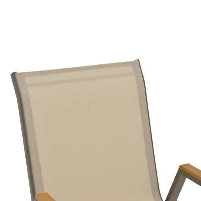 Πολυθρόνα Art Maison Ares στοιβαζόμενη σαμπανιζέ αλουμίνιο και textilene σε ανοιχτή γκρι απόχρωση 56x75x88εκ