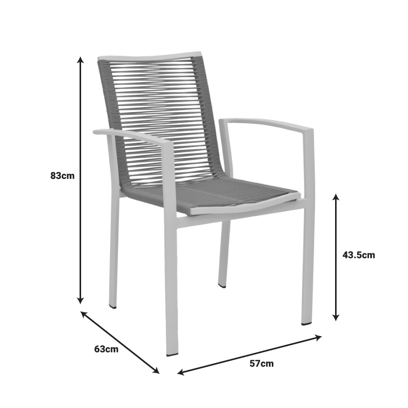 Πολυθρόνα Art Maison Blindfold στοιβαζόμενη σαμπανιζέ αλουμίνιο-textilene σε φυσική απόχρωση 57x63x83εκ