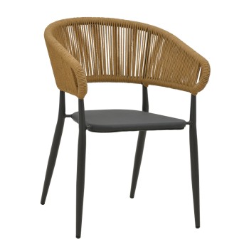 Πολυθρόνα Art Maison Centennial στοιβαζόμενη rattan μπεζ-ανθρακί 57x62x78εκ