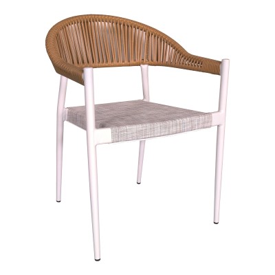 Πολυθρόνα αλουμινίου Art Maison Danvers στοιβαζόμενη λευκός σκελετός-textilene φυσικό rattan 57x56x78εκ