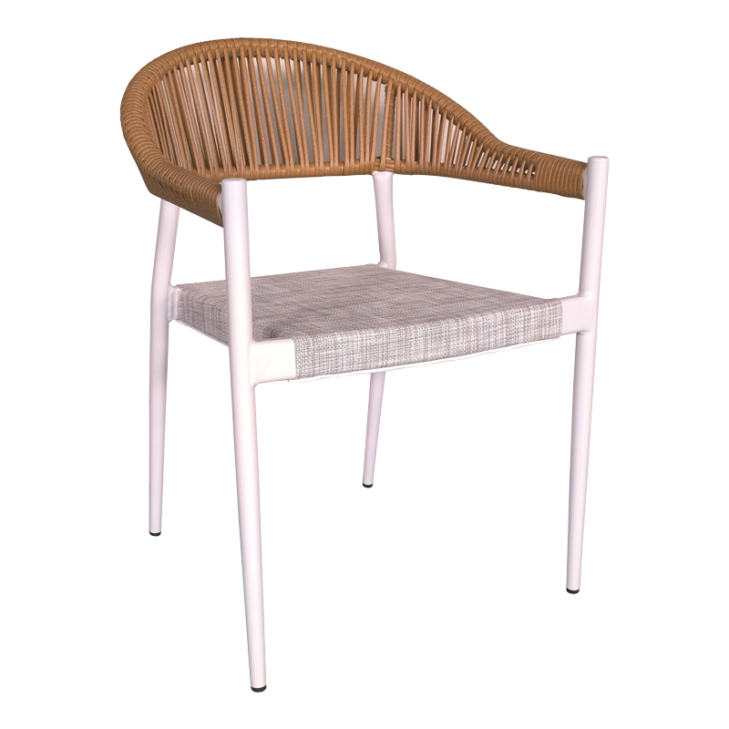 Πολυθρόνα αλουμινίου Art Maison Danvers στοιβαζόμενη λευκός σκελετός-textilene φυσικό rattan 57x56x78εκ