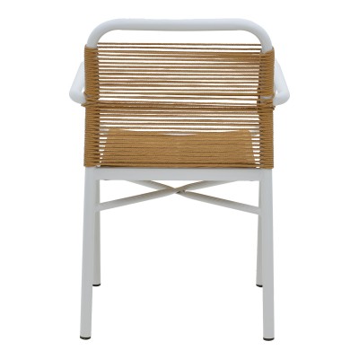 Πολυθρόνα αλουινίου Art Maison Cecilia στοιβαζόμενη λευκός σκελετός-φυσικό rattan 55x56x80εκ