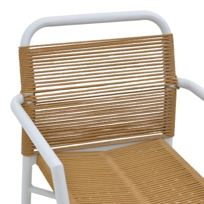 Πολυθρόνα αλουινίου Art Maison Cecilia στοιβαζόμενη λευκός σκελετός-φυσικό rattan 55x56x80εκ