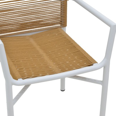 Πολυθρόνα αλουινίου Art Maison Cecilia στοιβαζόμενη λευκός σκελετός-φυσικό rattan 55x56x80εκ