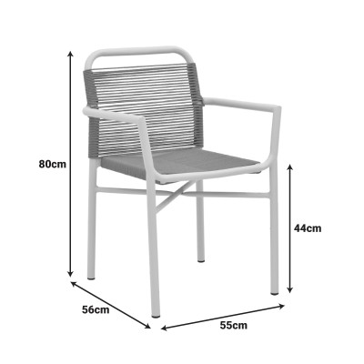 Πολυθρόνα αλουινίου Art Maison Cecilia στοιβαζόμενη λευκός σκελετός-φυσικό rattan 55x56x80εκ