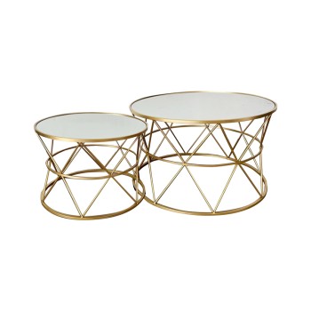 Tραπέζια σαλονιού σετ 2 τεμαχίων Art Maison Prichard - Gold (80x80x48εκ.)