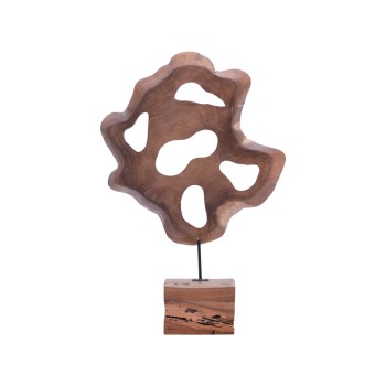 Επιτραπέζιο διακοσμητικό Art Maison Plume φυσικό ξύλο teak-μέταλλο 55x10x80εκ