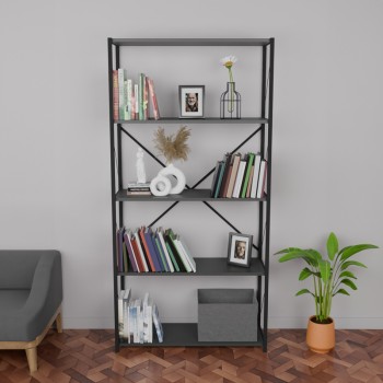 Βιβλιοθήκη Art Maison Alessandria - Charcoal Black (88x34x180εκ)