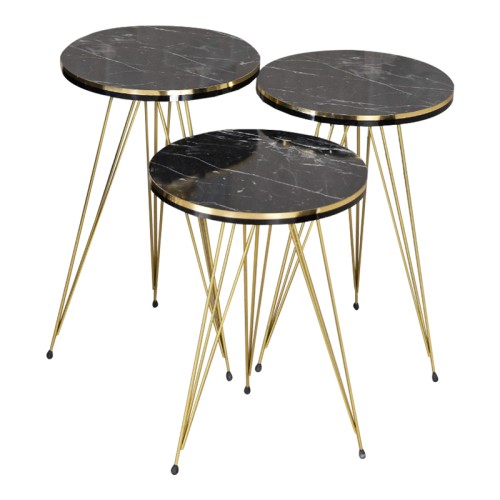 Βοηθητικά τραπέζια 3 Τεμαχίων Art Maison Pontino - Black Gold (33x33x55εκ.)