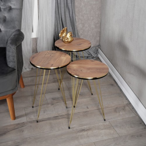 Βοηθητικά τραπέζια 3 Τεμαχίων Art Maison Pontino - Oak Gold (33x33x55εκ.)