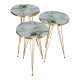 Βοηθητικά τραπέζια 3 Τεμαχίων Art Maison Pontino - White Beige Gold (33x33x55εκ.)