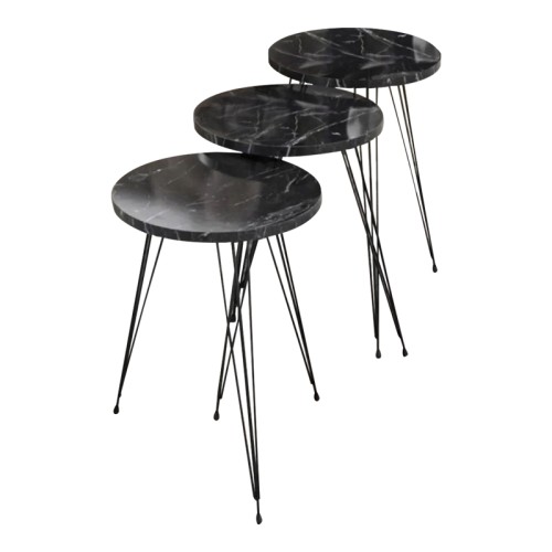 Βοηθητικά τραπέζια 3 Τεμαχίων Art Maison Pontino - Black Marble (33x33x55εκ.)