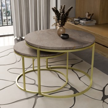 Σετ Τραπέζια Σαλονιού Art Maison Messina - Gray Gold (75x75x45εκ.)