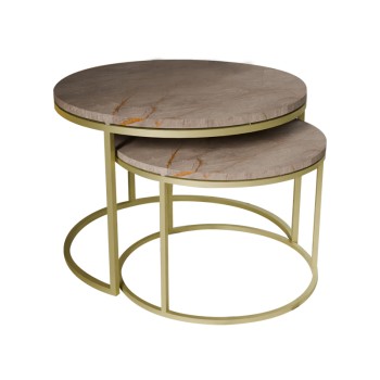 Σετ Τραπέζια Σαλονιού Art Maison Messina - Gray Gold (75x75x45εκ.)