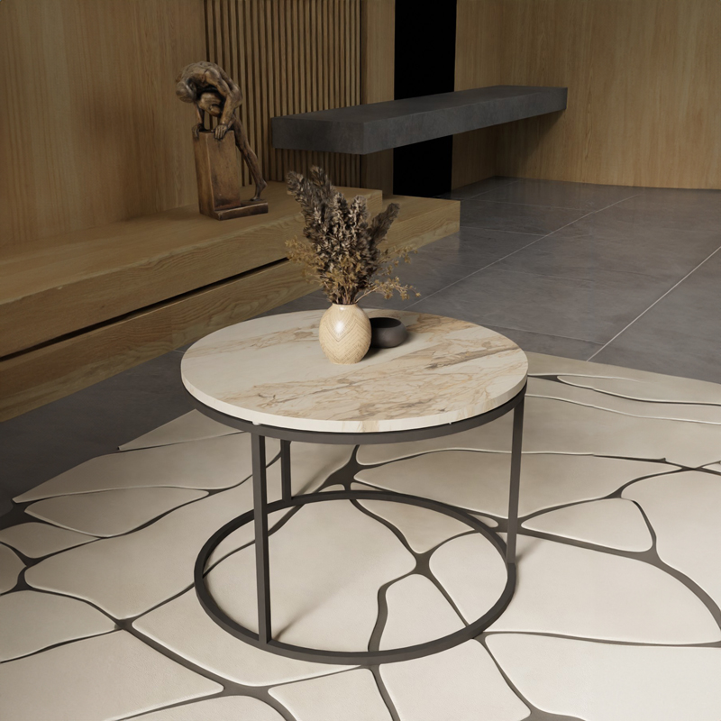 Τραπέζι Σαλονιού Art Maison Messina - White Black (Φ60x40εκ.)
