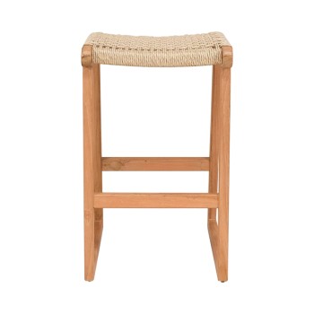 Σκαμπό Art Maison Mancha σκελετός teak ξύλο και σχοινί σε φυσική απόχρωση 40x42x66εκ