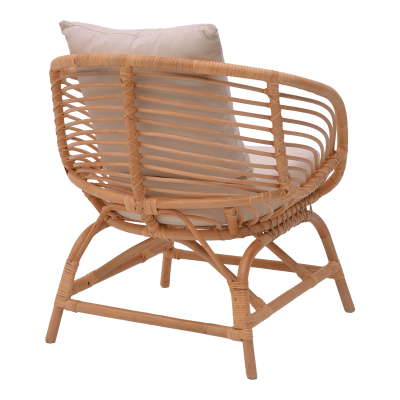 Πολυθρόνα Art Maison Beak φυσικό rattan-λευκό μαξιλάρι 72x63x75εκ