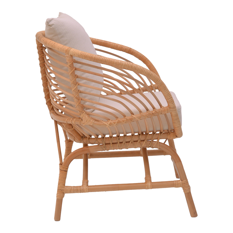 Πολυθρόνα Art Maison Beak φυσικό rattan-λευκό μαξιλάρι 72x63x75εκ