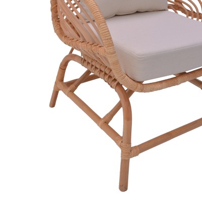 Πολυθρόνα Art Maison Beak φυσικό rattan-λευκό μαξιλάρι 72x63x75εκ
