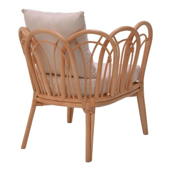 Πολυθρόνα Art Maison Belasco φυσικό rattan-λευκό μαξιλάρι 76x76x76εκ
