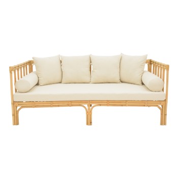 Καναπές Art Maison Bond φυσικό rattan-λευκό ύφασμα με μαξιλάρια 200x100x76εκ