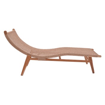 Ξαπλώστρα Art Maison Microbe σκελετός teak ξύλο και σχοινί σε φυσική απόχρωση 60x180x85εκ