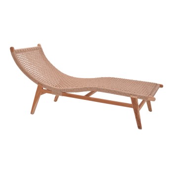 Ξαπλώστρα Art Maison Microbe σκελετός teak ξύλο και σχοινί σε φυσική απόχρωση 60x180x85εκ